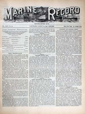 Marine Record (Cleveland, OH), August 29, 1901