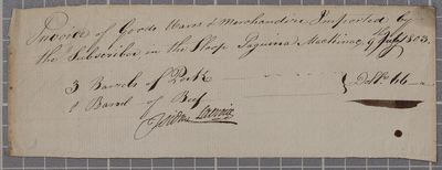 Invoice, Sloop Saguina, 9 July 1803