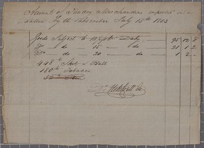 Account, batteau, David Mitchell, 15 July 1803