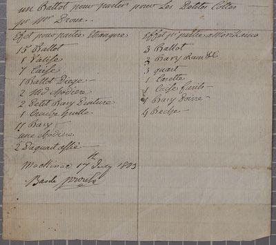 Clearance, batteau, Bazile Proux, 17 July 1803