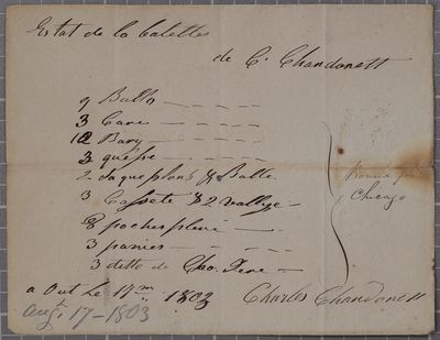 Clearance, boat, Charles Chadronette, 17 August 1803