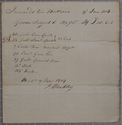 Entry, two batteaux, Josiah Bleakley, 19 June 1804