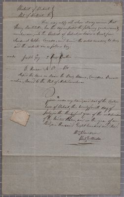 Certificate, Brig Adams, 24 July 1806