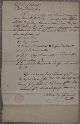 Certificate, Brig Adams, 26 July 1806