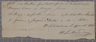 Clearance, batteau, La Murandiary, 19 August 1806