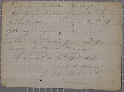 Clearance, batteau, Robert Dickson, 26 September 1806