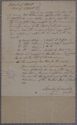 Certificate, Sloop Contractor, 25 November 1806