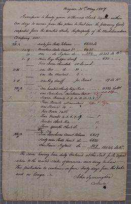 Certificate, Schooner Nancy, 21 May 1807