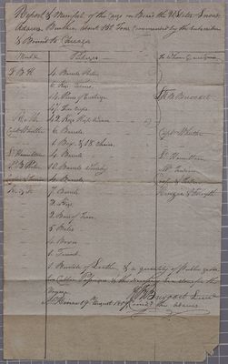 Manifest, Snow Adams, 19 August 1809