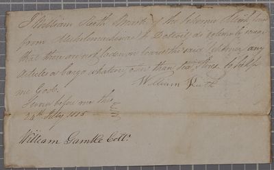 Oath of William Keith, Schooner Mink, 23 July 1815