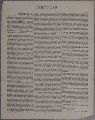 Circular, G. W. Clinton, with copy of Steamboat inspection act, 31 July 1838