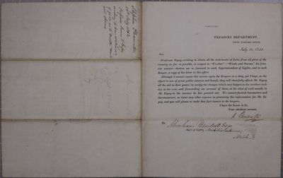 Treasury Department, Fifth Auditor, Circular, 30 July 1842 forwarding letter of James P. Espy