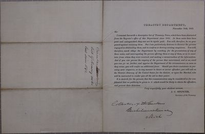 Treasury Department, Circular, 28 November 1843