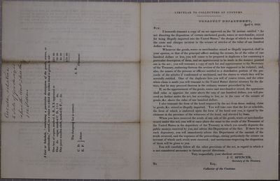 Treasury Department, Circular, 8 April 1844