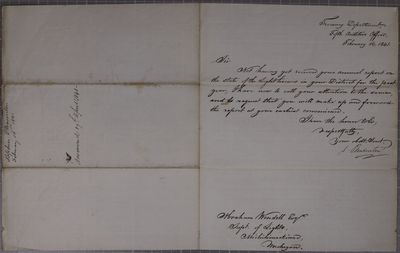 Treasury Department, Fifth Auditor, Letter, 16 February 1841