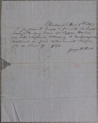 George Mitchell, proposal, Copper Harbor lighthouse, bid, 6 August 1847