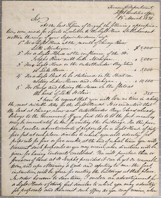 Treasury Department, Fifth Auditor's Office, Letter, 15 March 1831