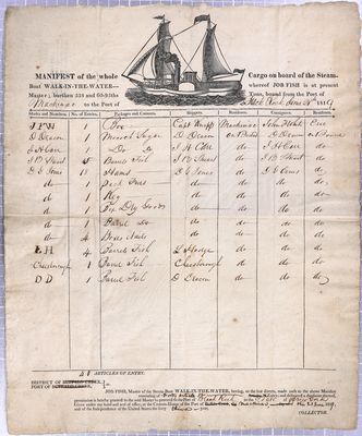 Walk-in-the-Water, Manifest, 21 June 1819