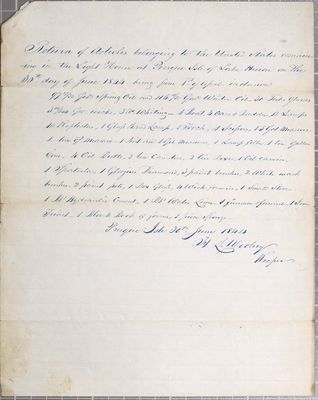 Report of the State of Presque Isle Lighthouse, 2nd Quarter 1844