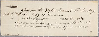 Requisition, Outer Thunder Bay Island Lighthouse, 8 December 1834