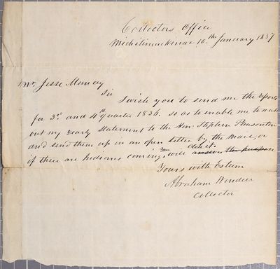 Wendell to Muncey, letter 10 January 1837