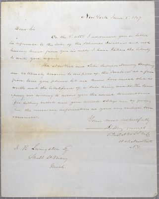 Henry Morris to J. R. Livingston, letter, 5 June 1847