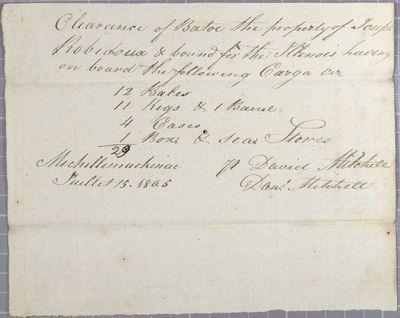 Clearance, batteau, Joseph Robidoux, 15 July 1805