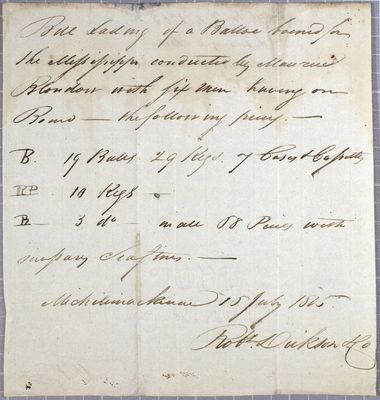 Clearance, batteau, Robert Dickson, 16 July 1805