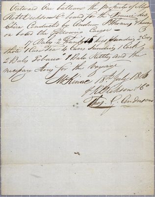 Clearance, batteau, Robert Dickson, 18 July 1806