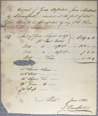 Invoice, Lewis Crawford, June 1803