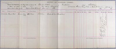 Report and Manifest, Tug Charles West, 15 June 1886