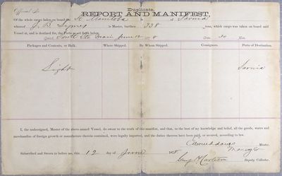 Manifest, steamer Manitoba, 12 June 1878