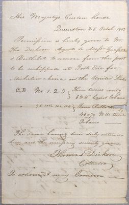 Certificate, Giasson & Berthelot, 25 October 1803