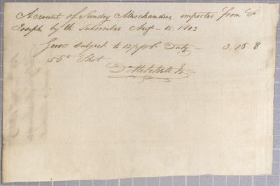 Invoice, David Mitchell, 15 August 1803