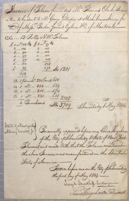 Invoice, George Gillespie, 1 May 1804