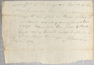 Manifest, Sloop Contractor, 31 July 1804