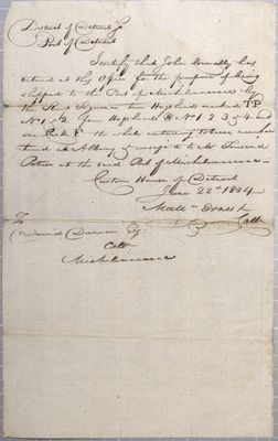 Certificate, Sloop Saguina, 22 June 1804