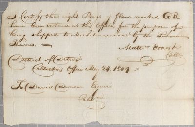 Certificate, Schooner Thames, 24 May 1804