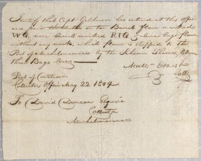 Certificate, Schooner Thames, 22 May 1804