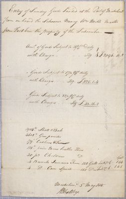 Invoices, Schooner Nancy, 5 May 1805