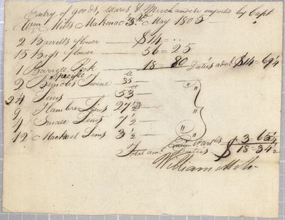 Invoice, William Mills, 3 May 1805