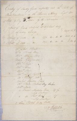 Invoice, Schooner Nancy, 3 May 1805