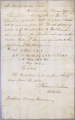 Certificate, Thomas Durham, 1 May 1805