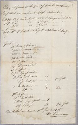 Manifest, canoe, Murdoch Cameron, 10 June 1805