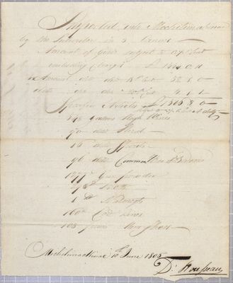 Manifest, 3 canoes, Dominique Rousseau, 10 June 1805