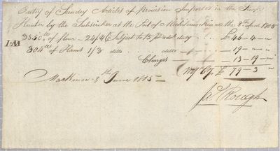 Invoice, Sloop Hunter, 8 June 1805