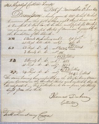 Certificate, Robert Nichol, 12 June 1805