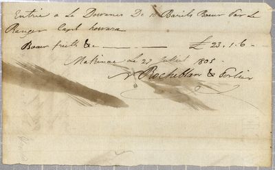 Manifest, Ranger, 27 July 1805