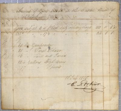 Invoice, Toussaint Pothier, 16 July 1805