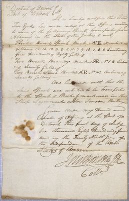 Certificate, sloop Saguina, 1 July 1805